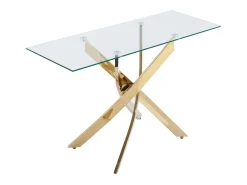 Console em vidro temperado e metal dourado - Transparente - COSIMA