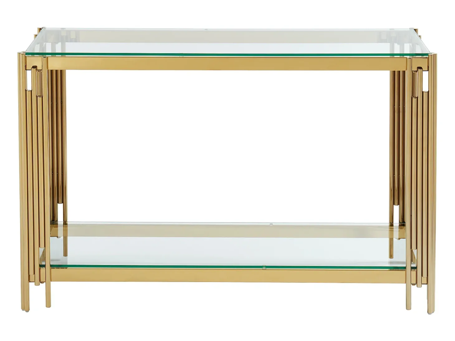 Console em vidro temperado e aço inoxidável - Dourado - NOMELANO