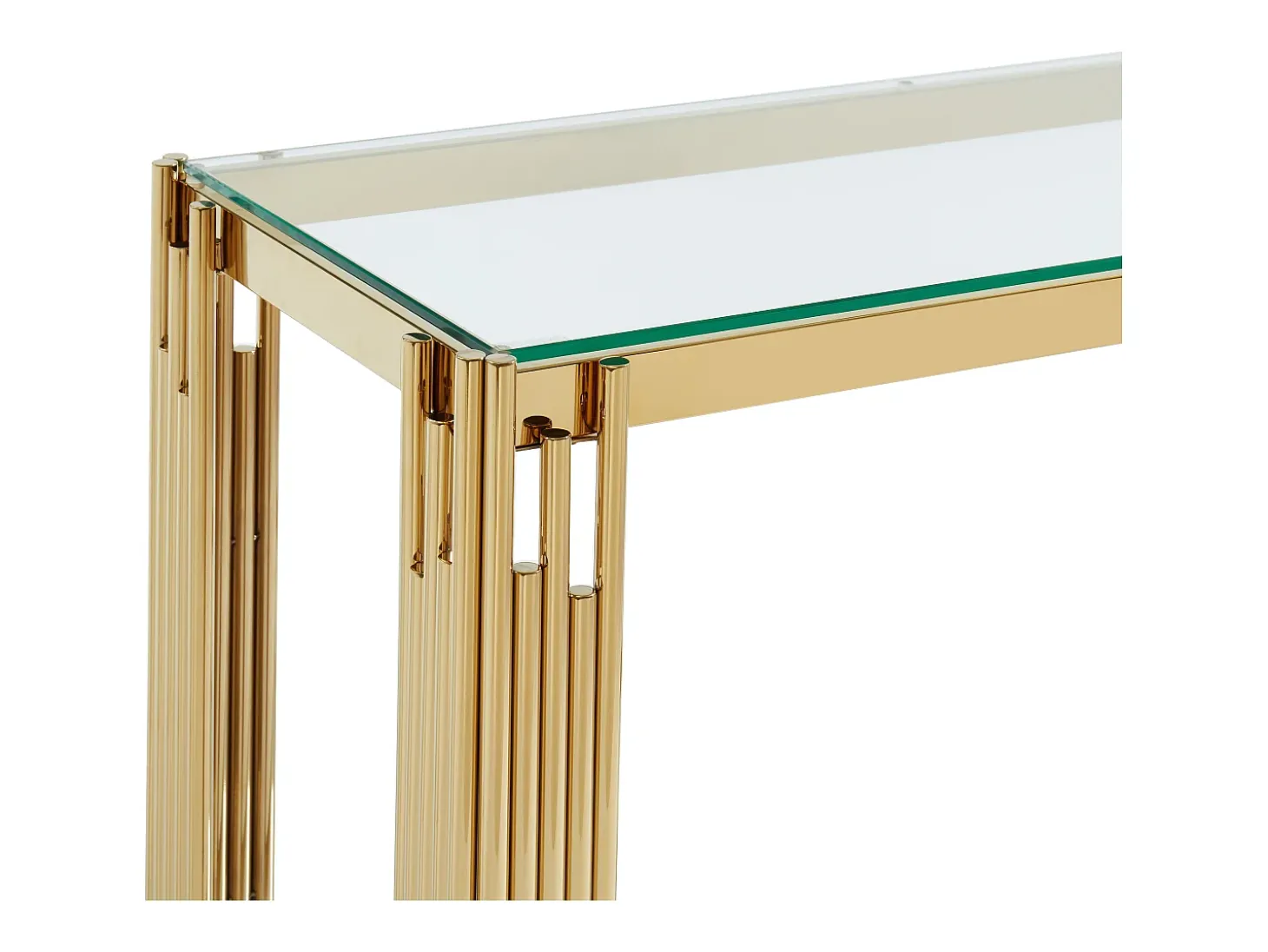 Console em vidro temperado e aço inoxidável - Dourado - NOMELANO