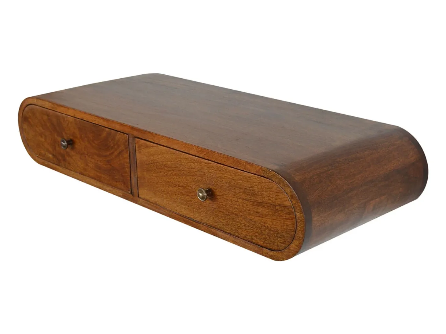 Console flutuante London em castanheiro Artisan Furniture, 2 gavetas, castanho caramelo