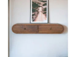 Console flutuante London em castanheiro Artisan Furniture, 2 gavetas, castanho caramelo