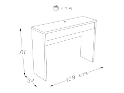 Console LOVY – Bois avec Pieds en Métal Noir
