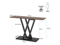 Console Móvel, Console de Entrada de Corredor Industrial, Mesas de Entrada de 110 cm Mesa de Sofá Estreita para Sala, Castanho Rústico
