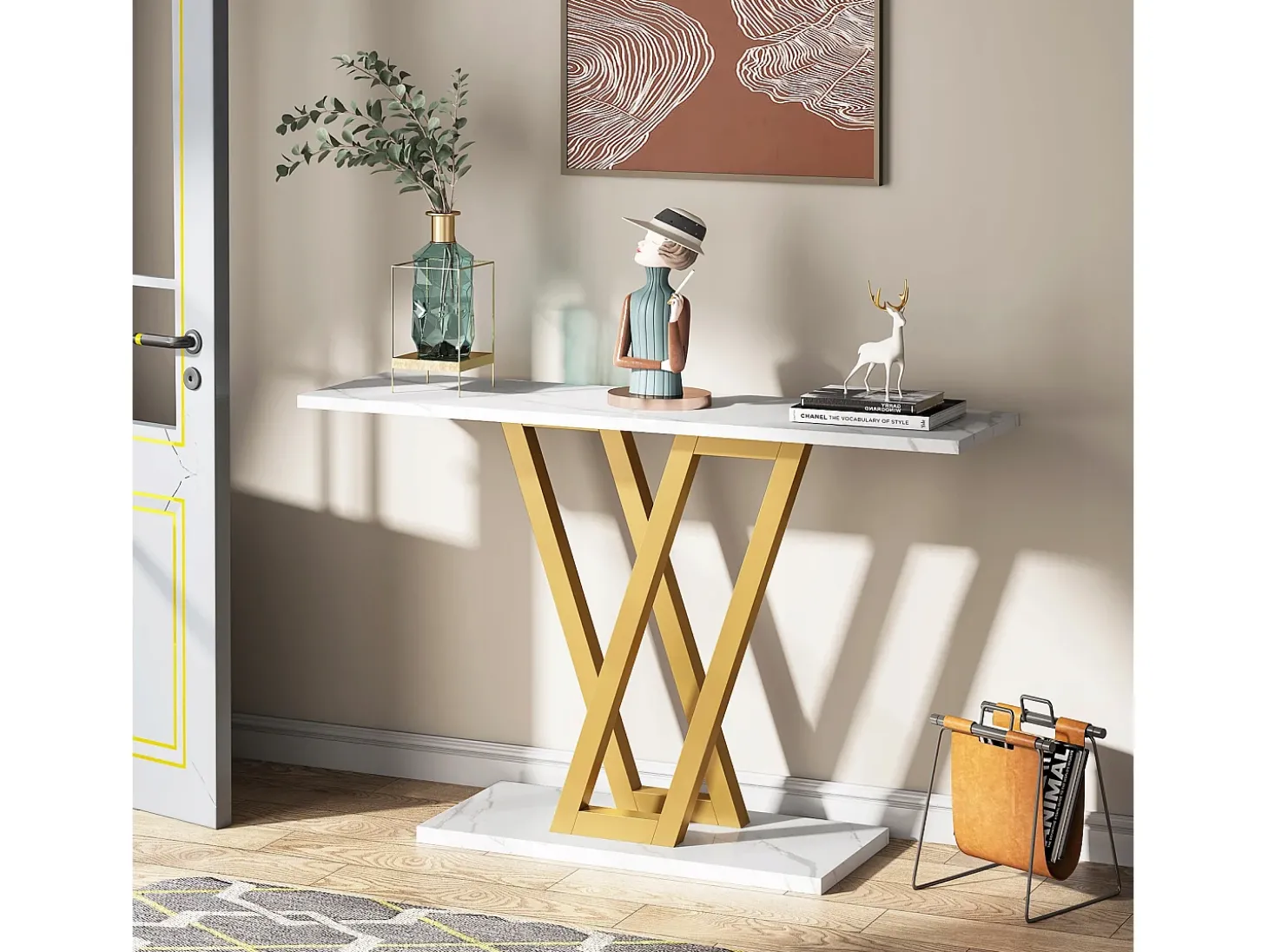 Console Móvel, Console de Entrada de Corredor Industrial, Mesas de Entrada de 110 cm Mesa de Sofá Estreita para Sala