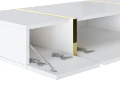 Console suspensa com 3 portas - Branco brilhante e dourado - MARZIALO