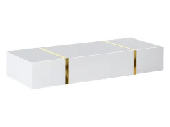 Console suspensa com 3 portas - Branco brilhante e dourado - MARZIALO
