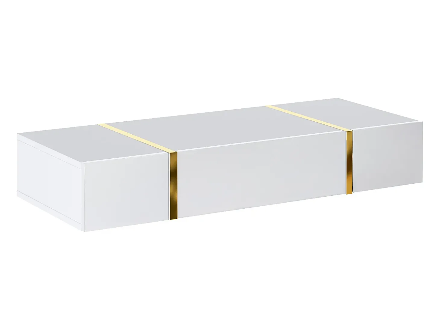 Console suspensa com 3 portas - Branco brilhante e dourado - MARZIALO