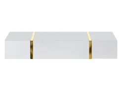 Console suspensa com 3 portas - Branco brilhante e dourado - MARZIALO