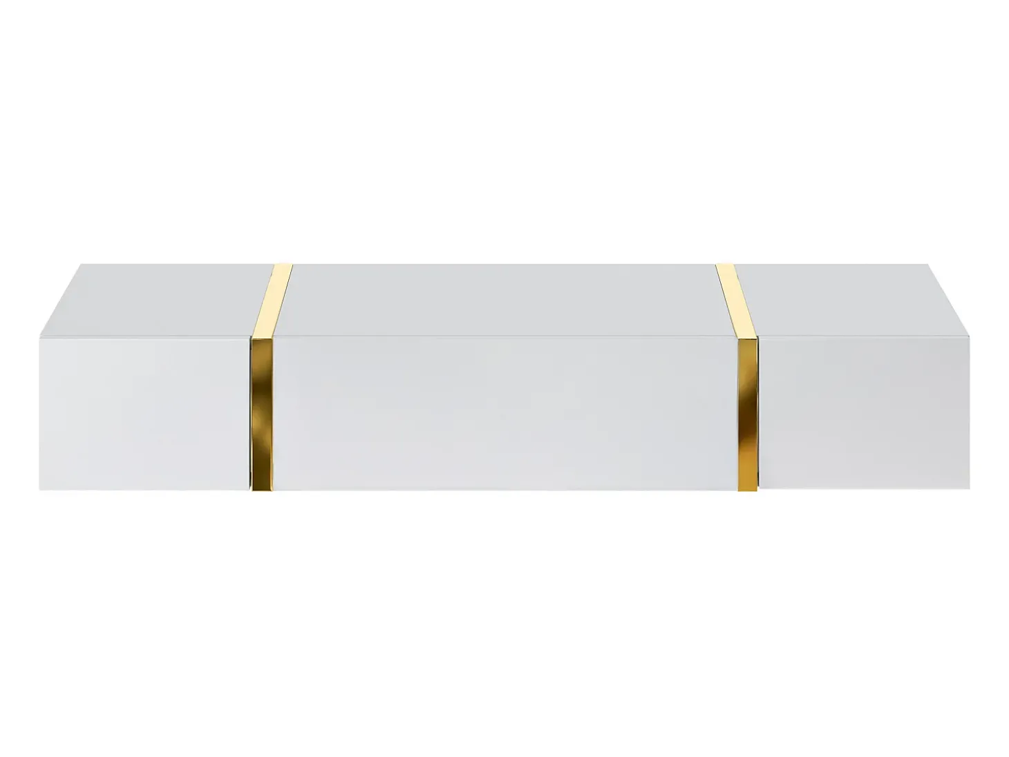 Console suspensa com 3 portas - Branco brilhante e dourado - MARZIALO