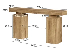 Console table com 160 cm de comprimento, mesa de entrada de fazenda atrás do sofá