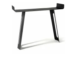 Console Tibete 110x35x85 cm em ferro pintado de preto Design minimalista curvo perfurado Mobiliário de entrada moderno Fabricado na Itália Preto