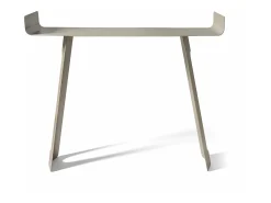 Console Tibete 110x35x85 cm em ferro pintado de preto Design minimalista curvo perfurado Mobiliário de entrada moderno Fabricado na Itália Bege
