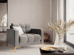 Cosmopolitan Design - Poltrona "Bali" em veludo cinza claro - 87x92x75cm