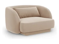 Cosmopolitan Design - Poltrona "Tulum" em veludo bege - 103x90x70cm