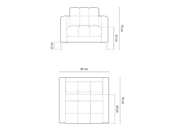 Cosmopolitan Design - Poltrona "Bali" em tecido estrutural cinza escuro - 87x92x75cm