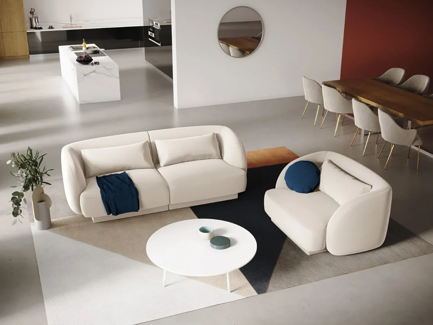 Cosmopolitan Design - Poltrona "Tulum" em veludo bege claro - 103x90x70cm