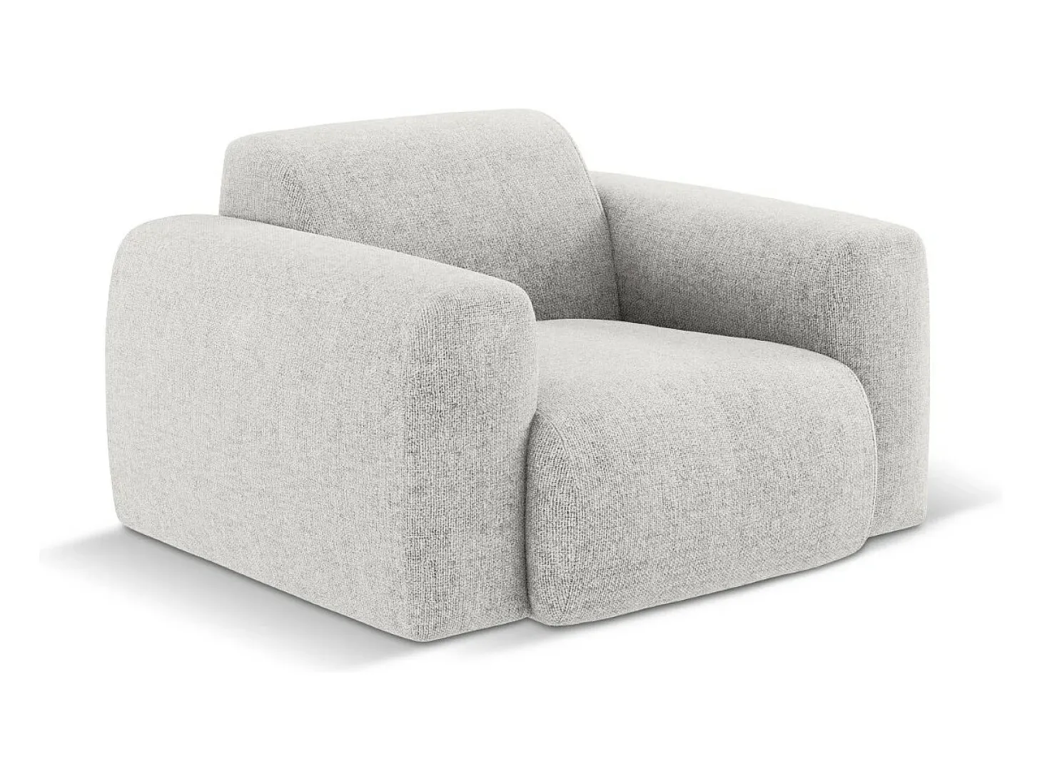 Cosmopolitan Design - Poltrona "Nolio" 2 lugares em tecido chenille cinza claro - 105x95x72cm
