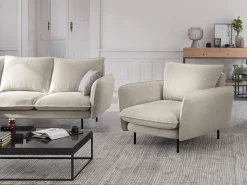 Cosmopolitan Design - Poltrona "Vienna" em tecido estrutural bege claro - 97x94x95cm
