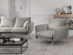 Cosmopolitan Design - Poltrona "Vienna" em tecido estrutural cinza claro - 97x94x95cm