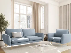 Cosmopolitan Design - Poltrona "Vienna" em veludo azul claro - 97x94x95cm