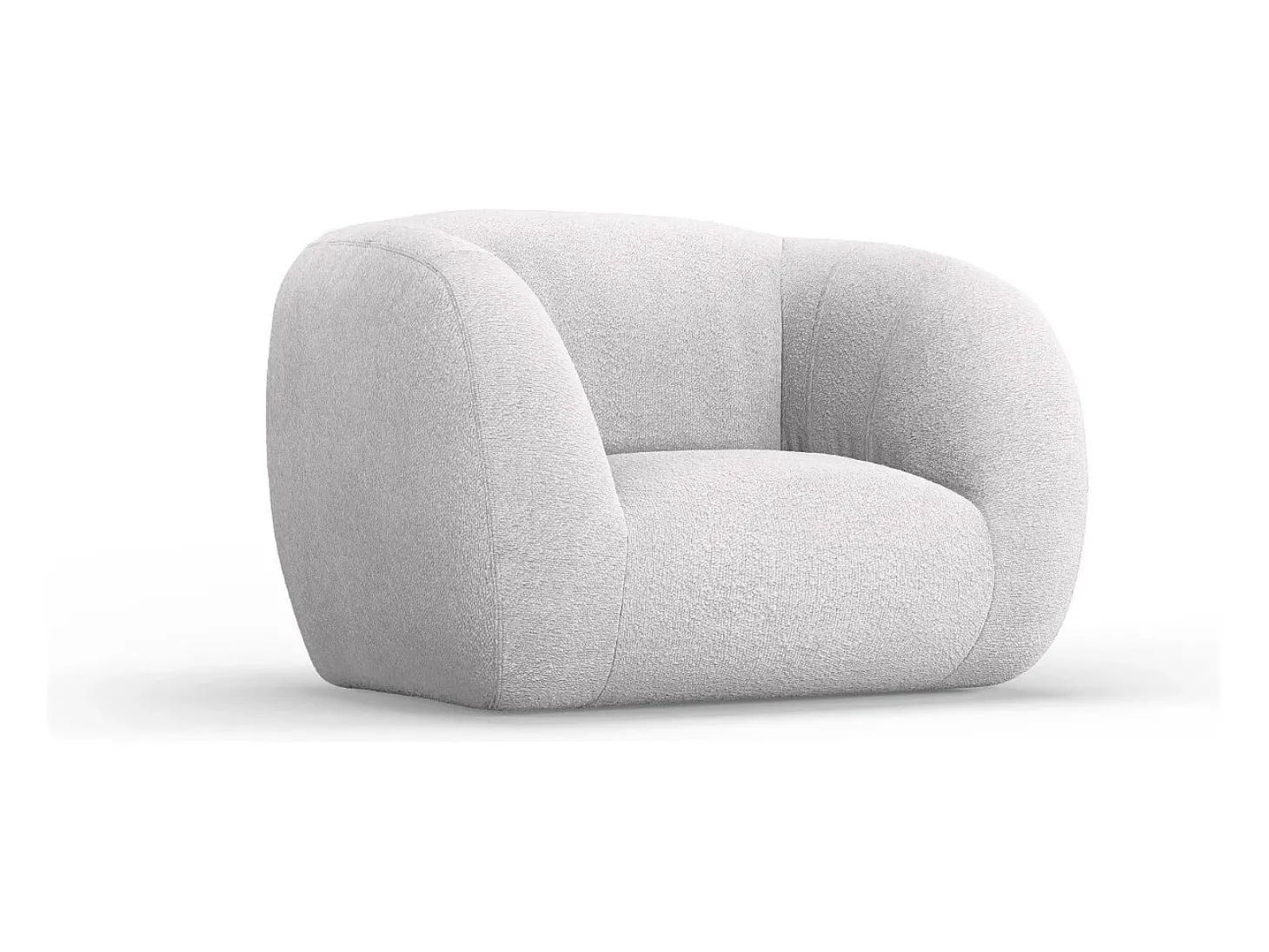 Cosmopolitan Design - Poltrona "Essen" em tecido bouclé cinza claro - 130x95x86cm