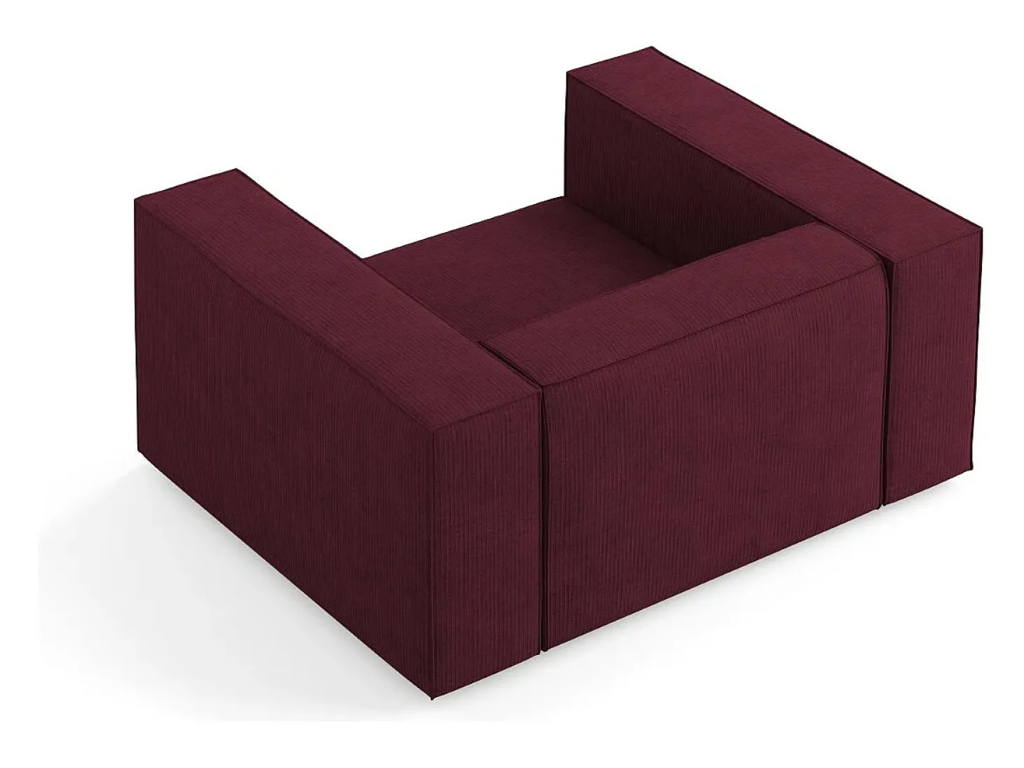 Cosmopolitan Design - Poltrona "Arendal" em tecido chenille com efeito canelado rubi - 124x102x70cm