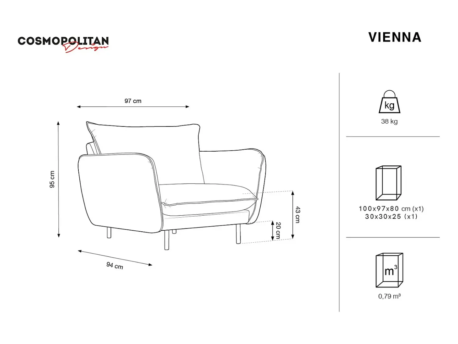 Cosmopolitan Design - Poltrona "Vienna" em veludo verde garrafa - 97x94x95cm