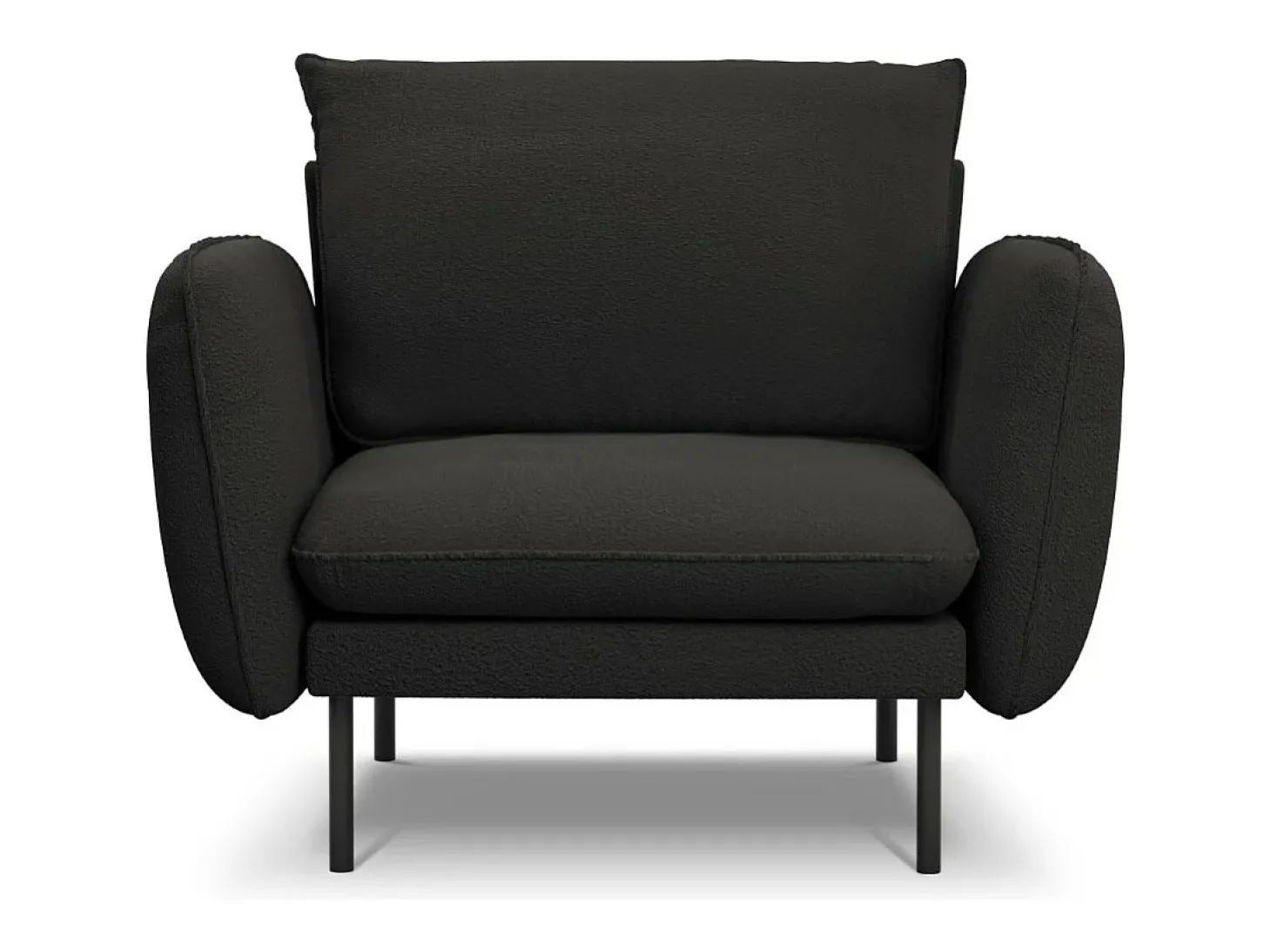 Cosmopolitan Design - Poltrona "Vienna" em tecido bouclé preto - 97x94x95cm