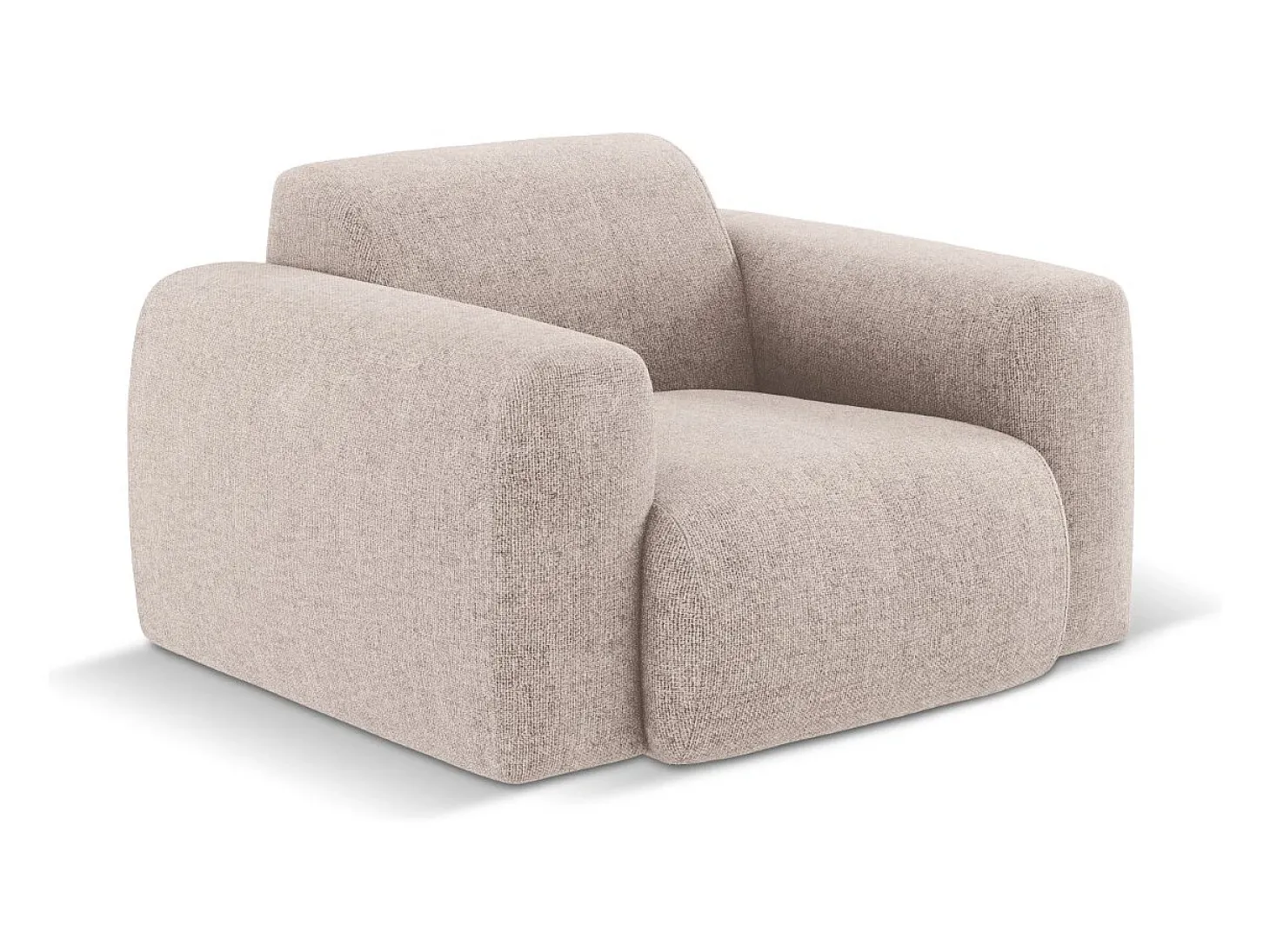 Cosmopolitan Design - Poltrona "Nolio" 2 lugares em tecido chenille bege - 105x95x72cm