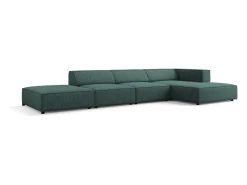 Cosmopolitan Design - Sofá de canto direito "Arendal" 5 lugares em tecido chenille petróleo - 341x166x70cm