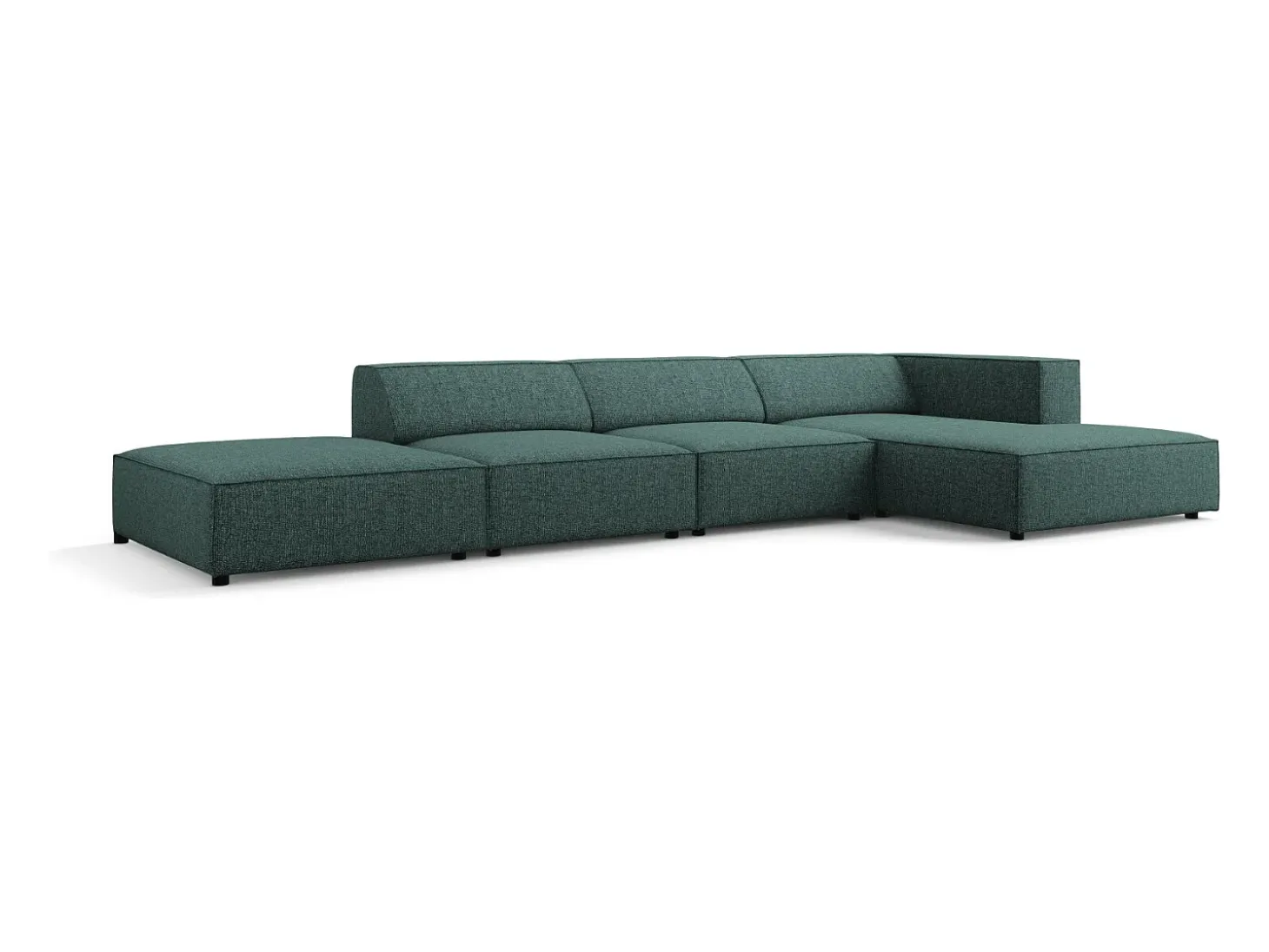 Cosmopolitan Design - Sofá de canto direito "Arendal" 5 lugares em tecido chenille petróleo - 341x166x70cm