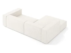 Cosmopolitan Design - Sofá de canto esquerdo "Arendal" 3 lugares em tecido chenille com efeito canelado marfim - 224x166x70cm