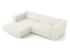 Cosmopolitan Design - Sofá de canto esquerdo "Arendal" 3 lugares em tecido chenille com efeito canelado marfim - 224x166x70cm
