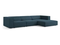 Cosmopolitan Design - Sofá de canto direito "Arendal" 4 lugares em tecido chenille com efeito canelado azul marinho - 284x166x70cm