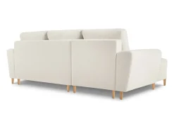 Cosmopolitan Design - Sofá convertível de canto esquerdo com caixa de arrumação "Kyoto" 4 lugares em tecido bouclé bege - 241x145x88cm