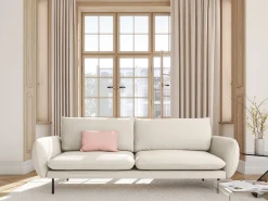 Cosmopolitan Design - Sofá "Vienna" 4 lugares em tecido bouclé bege - 230x92x95cm