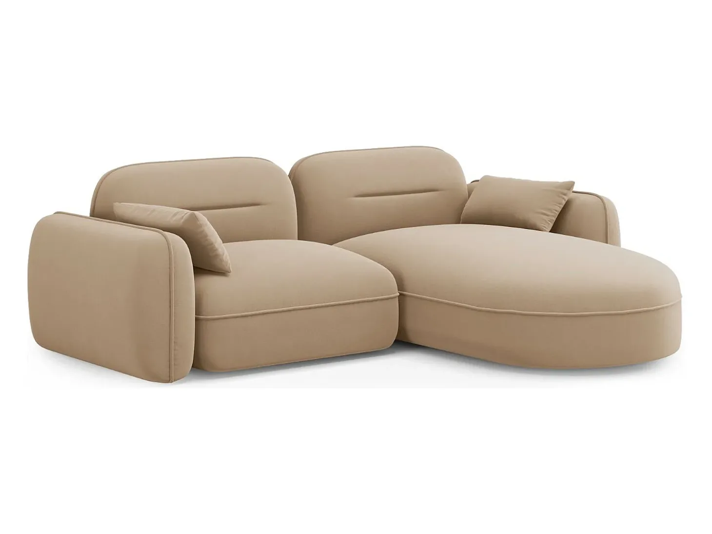Cosmopolitan Design - Sofá modular de canto direito "Sydney" 3 lugares em veludo areia - 230x165x70cm