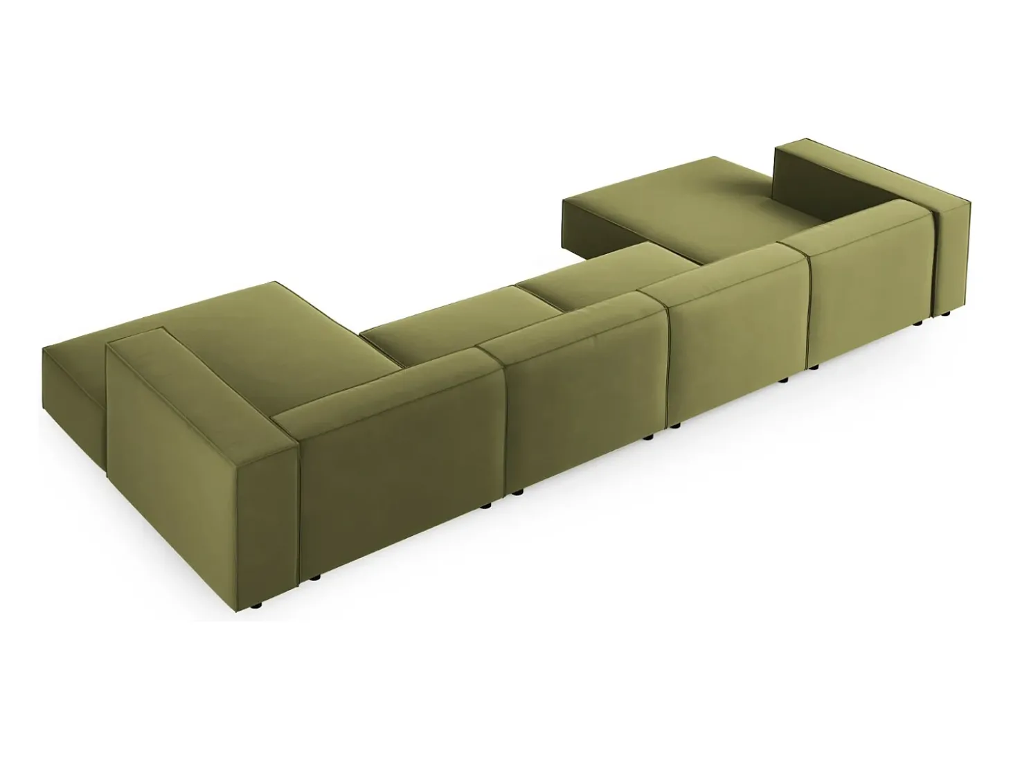 Cosmopolitan Design - Sofá panorâmico "Arendal" 6 lugares em veludo verde claro - 364x166x70cm