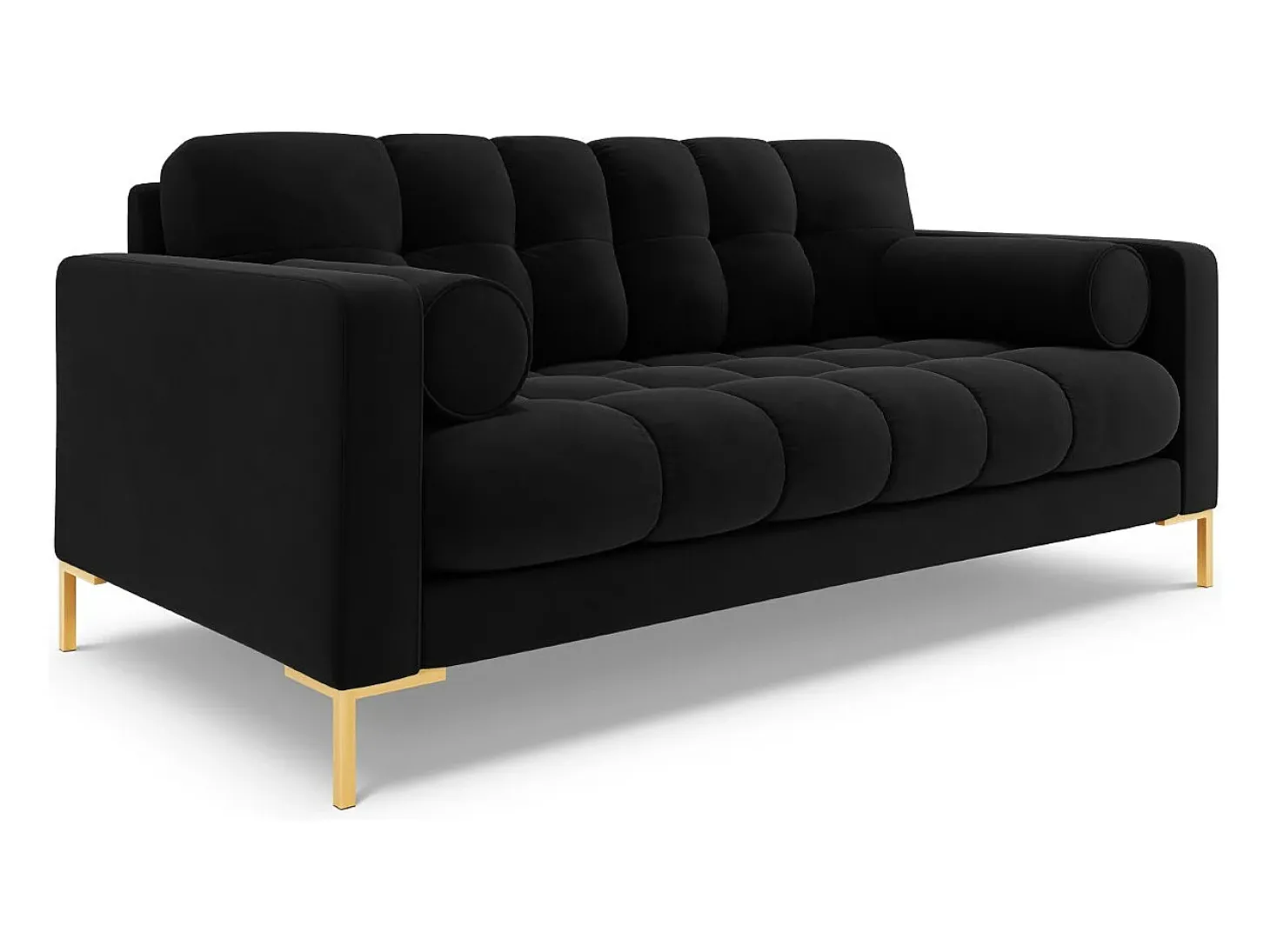 Cosmopolitan Design - Sofá "Bali" 2 lugares em veludo preto - 152x92x75cm