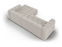 Cosmopolitan Design - Sofá modular de canto direito "Sky" 4 lugares em veludo bege claro - 272x162x75cm