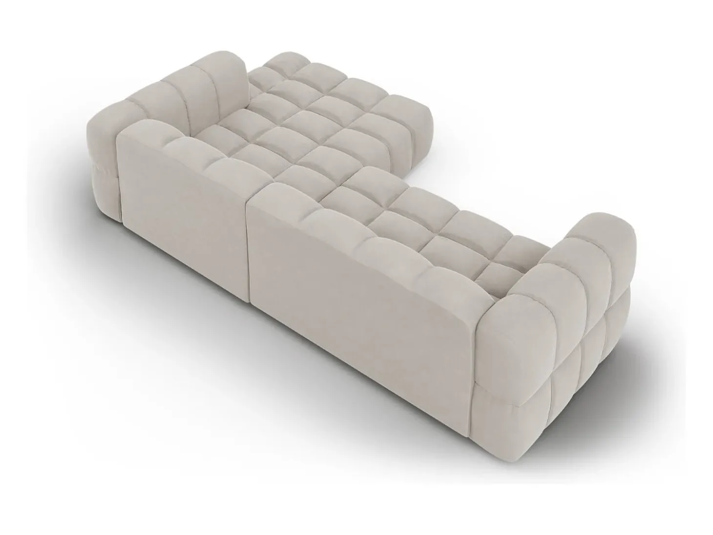 Cosmopolitan Design - Sofá modular de canto direito "Sky" 4 lugares em veludo bege claro - 272x162x75cm