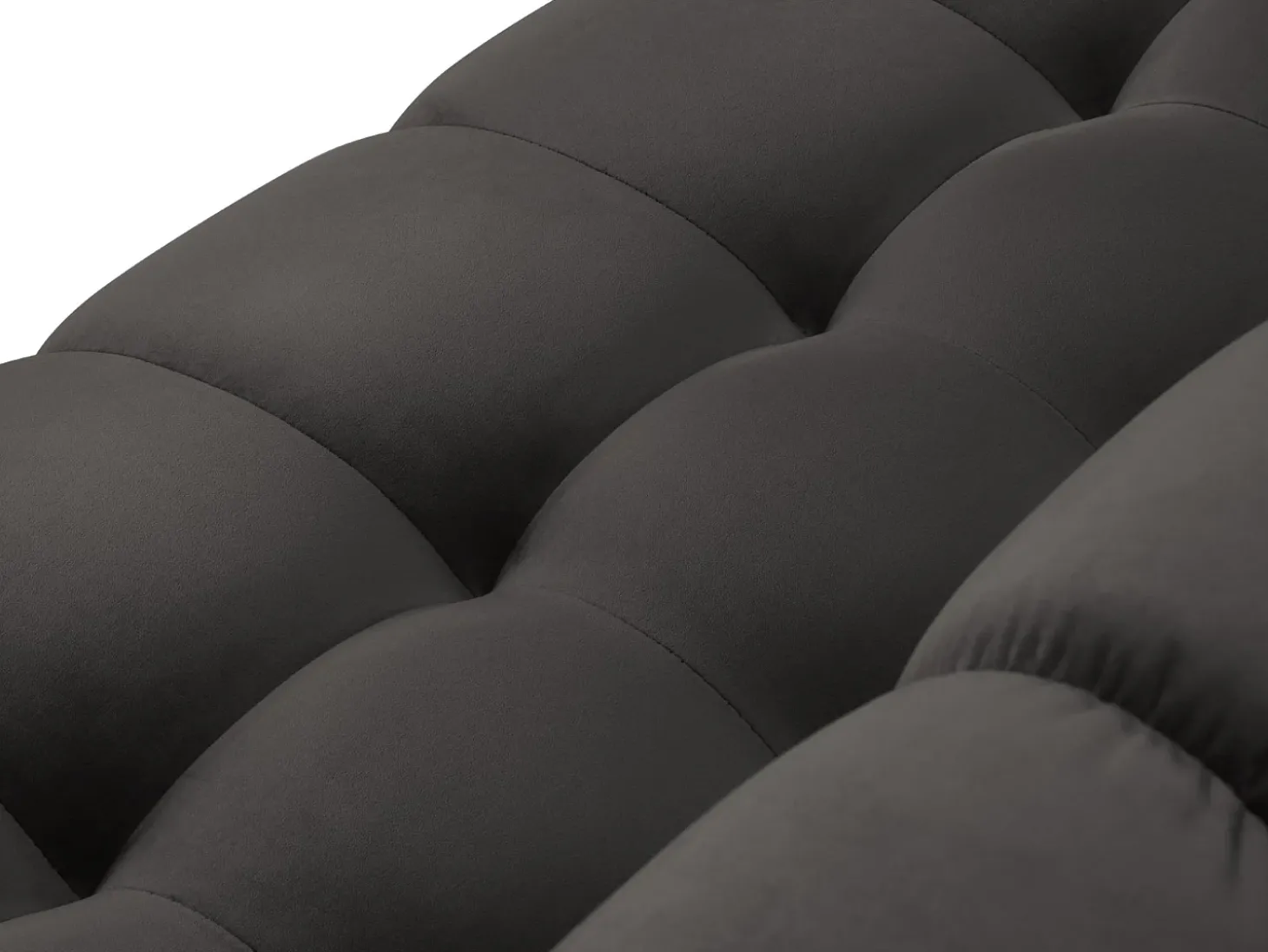 Cosmopolitan Design - Sofá de canto simétrico "Bali" 6 lugares em veludo cinza escuro - 256x256x75cm