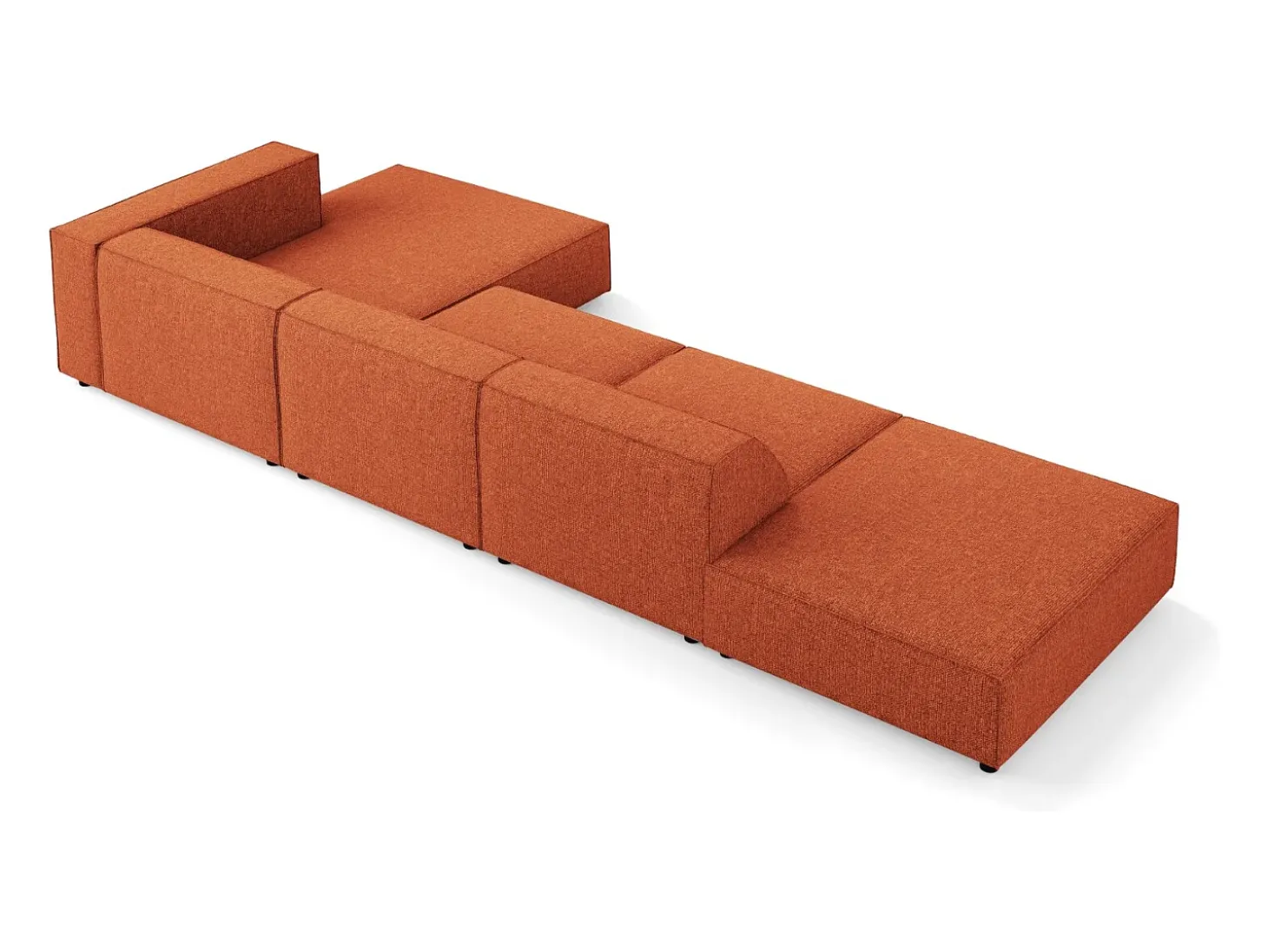 Cosmopolitan Design - Sofá de canto direito "Arendal" 5 lugares em tecido chenille terracota - 341x166x70cm