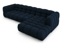 Cosmopolitan Design - Sofá modular de canto direito "Sky" 4 lugares em veludo azul real - 300x162x75cm