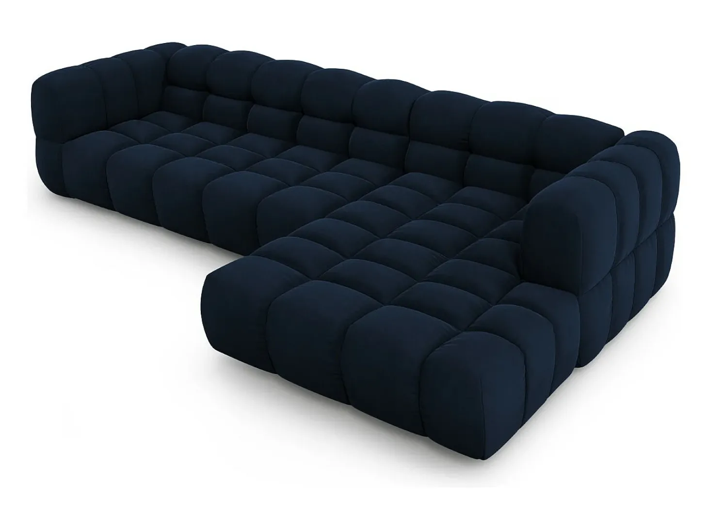 Cosmopolitan Design - Sofá modular de canto direito "Sky" 4 lugares em veludo azul real - 300x162x75cm