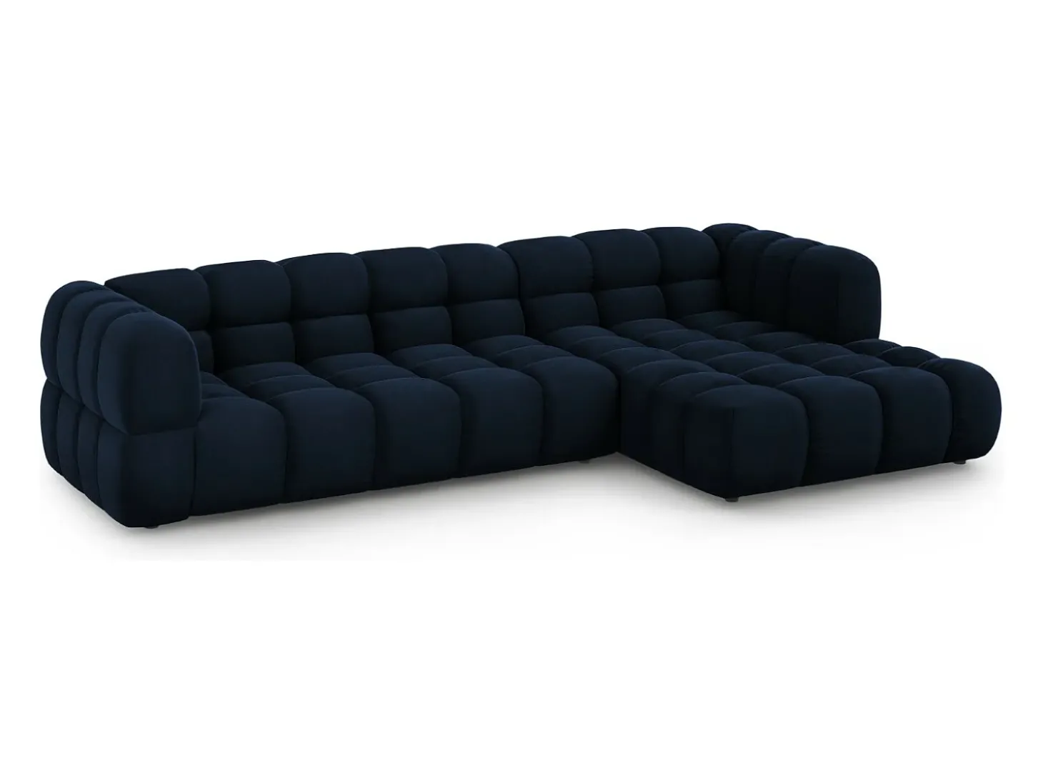 Cosmopolitan Design - Sofá modular de canto direito "Sky" 4 lugares em veludo azul real - 300x162x75cm