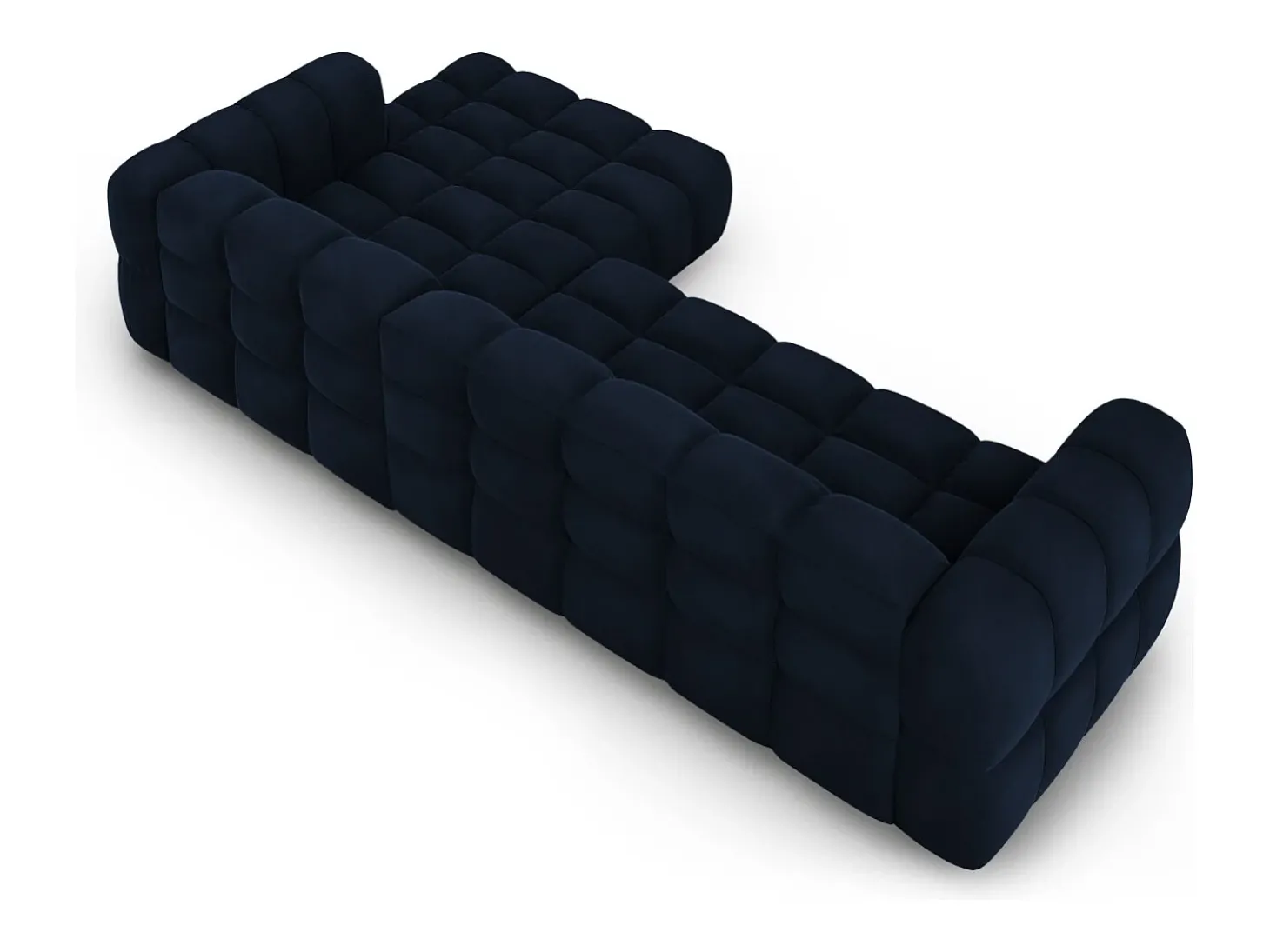 Cosmopolitan Design - Sofá modular de canto direito "Sky" 4 lugares em veludo azul real - 300x162x75cm