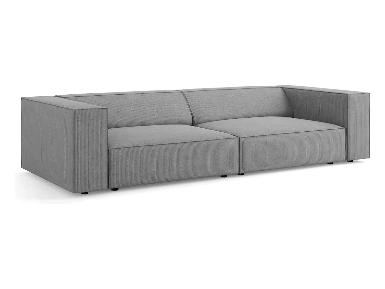 Cosmopolitan Design - Sofá "Arendal" 4 lugares em tecido chenille com efeito canelado cinza escuro - 244x102x70cm