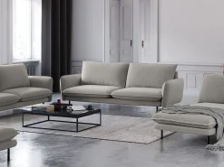 Cosmopolitan Design - Sofá "Vienna" 3 lugares em tecido estrutural cinza claro - 200x92x95cm