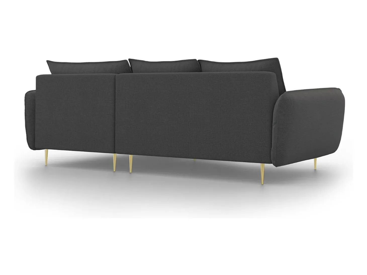 Cosmopolitan Design - Sofá de canto direito "Vienna" 5 lugares em tecido estrutural cinza escuro - 255x170x95cm